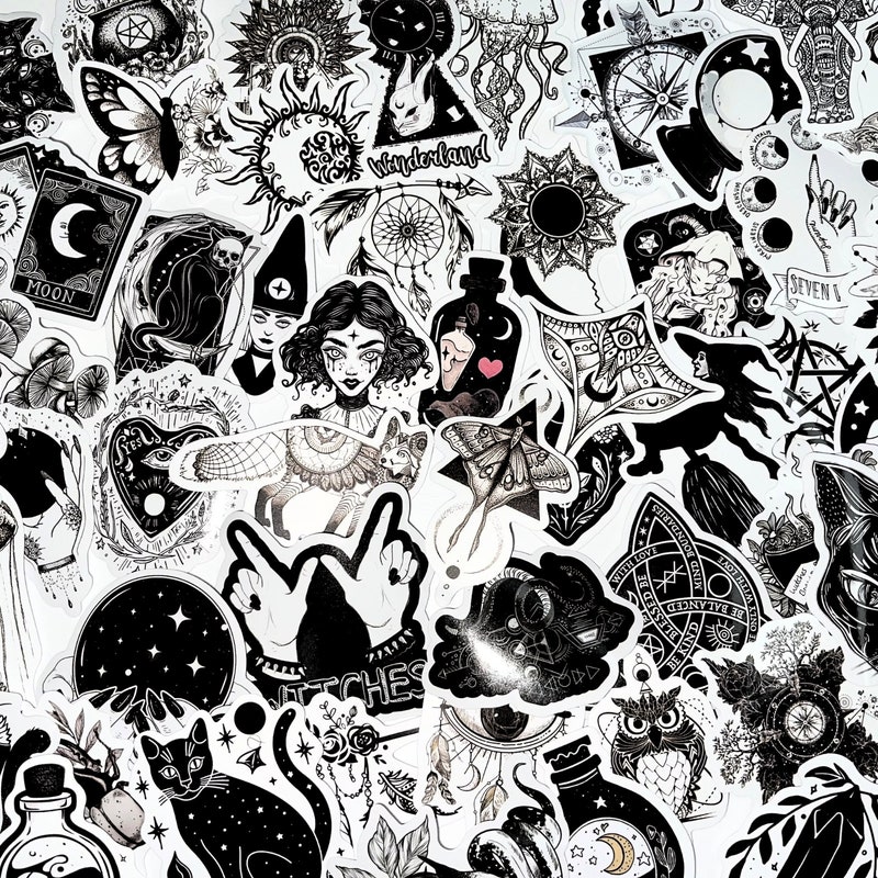 Aesthetic Black Stickers - Etsy