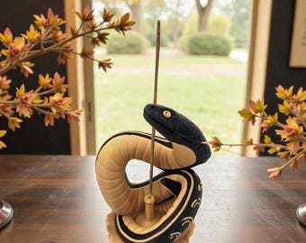 Snake Incense Holder | 3D Printed Coiled Serpent Incense Burner | Gothic Home Decor | Stick Incense Stand | Black Gold Decor