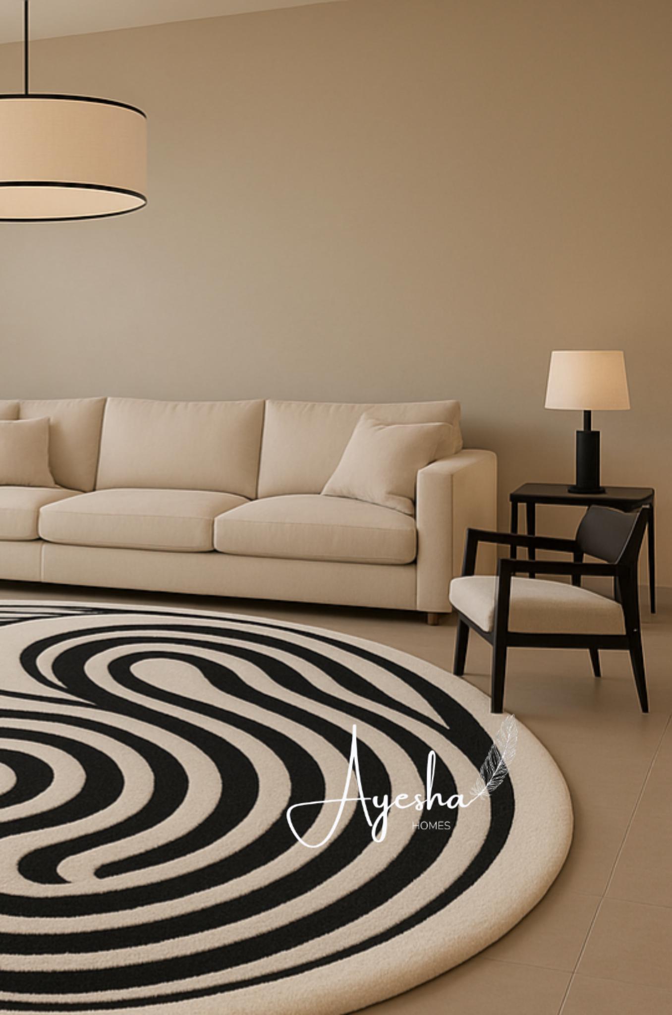 Ivory Bobble Rug Hand Tufted Wool Area Rug: Ivory & Black Swirl Design - Etsy