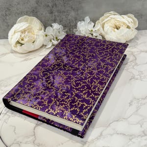 Adjustable book cover - fabric dust jacket - book sleeve - bookish gift - book accessories - amethyst vine