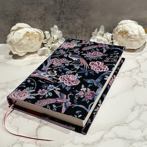Adjustable book cover - fabric dust jacket - book sleeve - bookish gift - book accessories - birds of a feather