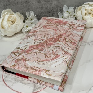 Adjustable book cover - fabric dust jacket - book sleeve - bookish gift - book accessories - rose wave