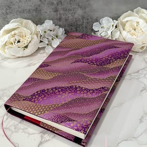 Adjustable book cover - fabric dust jacket - book sleeve - bookish gift - book accessories - waves of serenity