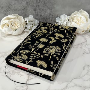 Adjustable book cover - fabric dust jacket - book sleeve - bookish gift - book accessories - golden meadow