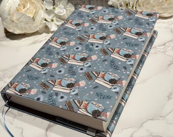 Adjustable book cover - fabric dust jacket - book sleeve - bookish gift - book accessories - cozy reading