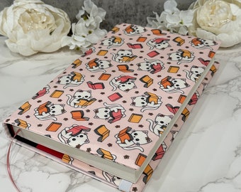 Adjustable book cover - fabric dust jacket - book sleeve - bookish gift - book accessories - the mews