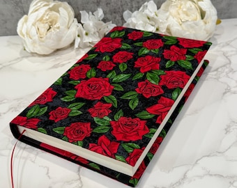 Verstellbare Buchhülle: Buchhülle mit Lesezeichen - Band Lesezeichen - Midnight Roses