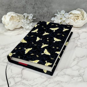 Adjustable book cover - fabric dust jacket - book sleeve - bookish gift - book accessories -  luna