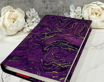 Adjustable book cover - fabric dust jacket - book sleeve - bookish gift - book accessories - plum wave