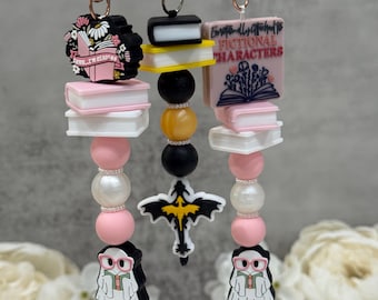 Book Lover Keychain: Silicone Bead Bookish Charm