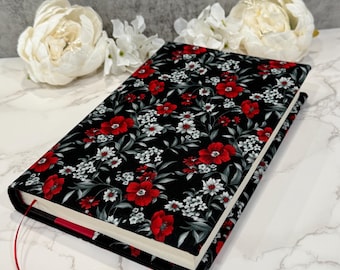 Funda de tela ajustable para libros: Funda con marcapáginas de cinta - Scarlet Noir