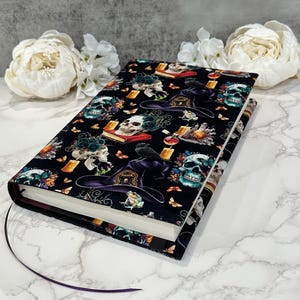 Adjustable book cover - fabric dust jacket - book sleeve - bookish gift - book accessories - wicked spells