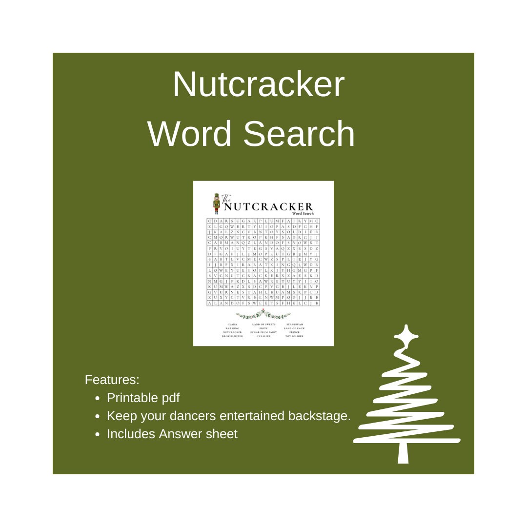 Nutcracker Word Search Printable With Answer Sheet - Etsy