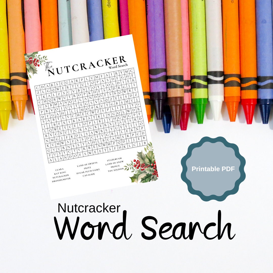 Nutcracker Word Search Printable With Answer Sheet Christmas Holly - Etsy