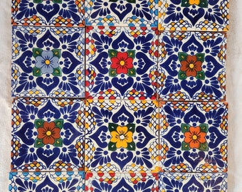 Cancun style set of 12 Ceramic Talavera Tiles