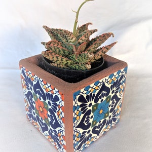 4x4 Mexican hand made talavera cube pots - cancun