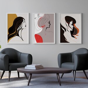 Set of Three Women Line Art Poster DIGITAL