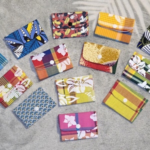 Porte-cartes minimaliste, porte -cartes, pochette madras , wax