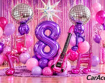 Entzückende Zahl Luftballon Folienballons Kpop Geburtstagsparty Luftballon Disco Guitar Design, Geburtstag Girls Dekor Birthday