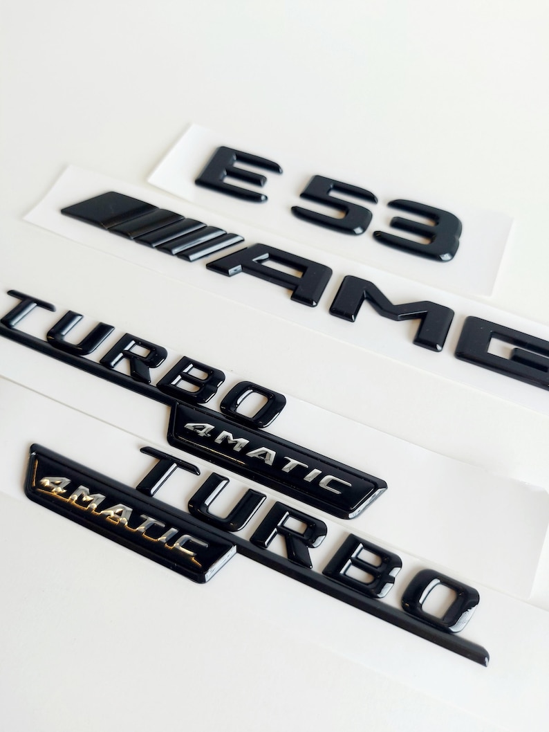 Mercedes-benz E53 AMG Set, NEW Black Glossy, Emblem Lettering, Self