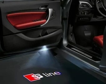 2 uds. Luces de bienvenida Audi S-line, proyectores LED con logotipo de puerta, luz de puerta, luz de entrada, luz LED para coche.