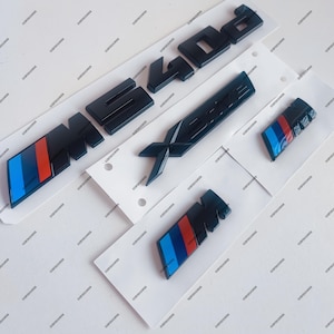 BMW M540d Set, NEW Black Glossy 2x M + XDrive + M540d, New in foil, lettering, emblem, self-adhesive, sticker, New in foil,