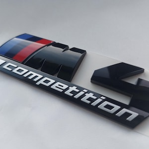 BMW M2 M3 M4 M5 M6 Competition Emblem, NEW Black Glossy New in foil, lettering, self-adhesive, sticker, New in foil, trunk