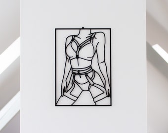 Seductive Kinky Lady - Modern One Line Art Wall Decoration in Black