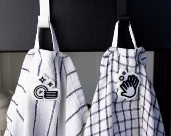 Magnetic Kitchen Towel Clips in Black-White Design | Sold Individually or in Set | EmberWork