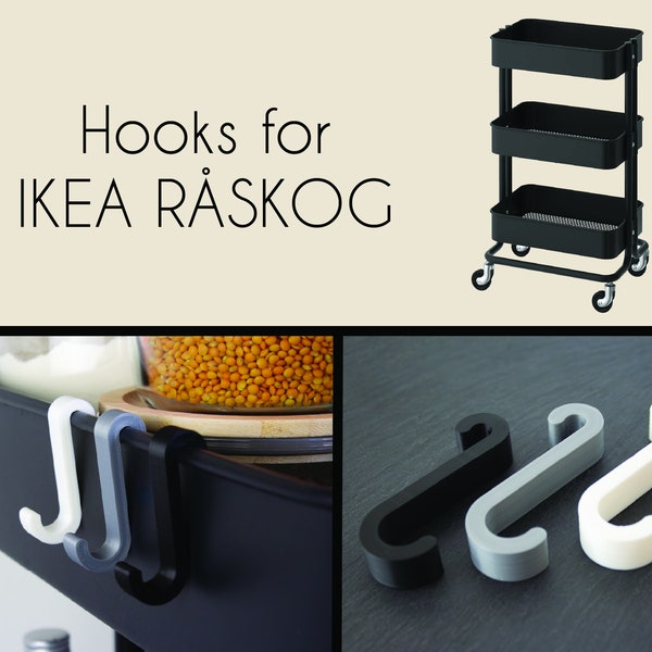 Practical Hooks for IKEA RASKOG Utility Cart - Available in 3 Colors