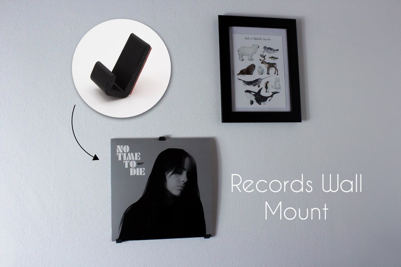 Vinyl Record Wall Mounts Self-Adhesive Hooks for 1LP and 2LP image 1