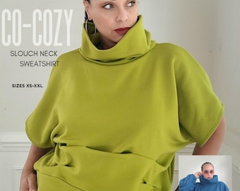 Cocozy Slouch Neck Sweatshirt PDF Sewing Pattern XS-XXL