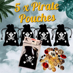 5 x piratenschatzakjes – inclusief speelgoedmunten en edelstenen