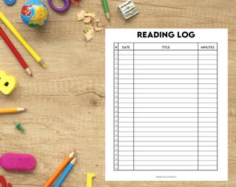 Letter | Black| Reading Log | Summer Reading Log | Book Log Tracker | Self Improvement | Minimalist | Organization | Simple | 11x8.5|Digital