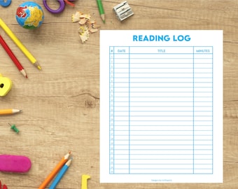 Letter | Blue | Reading Log | Summer Reading Log | Book Log Tracker | Self Improvement | Minimalist | Organization | Simple | 11x8.5|Digital