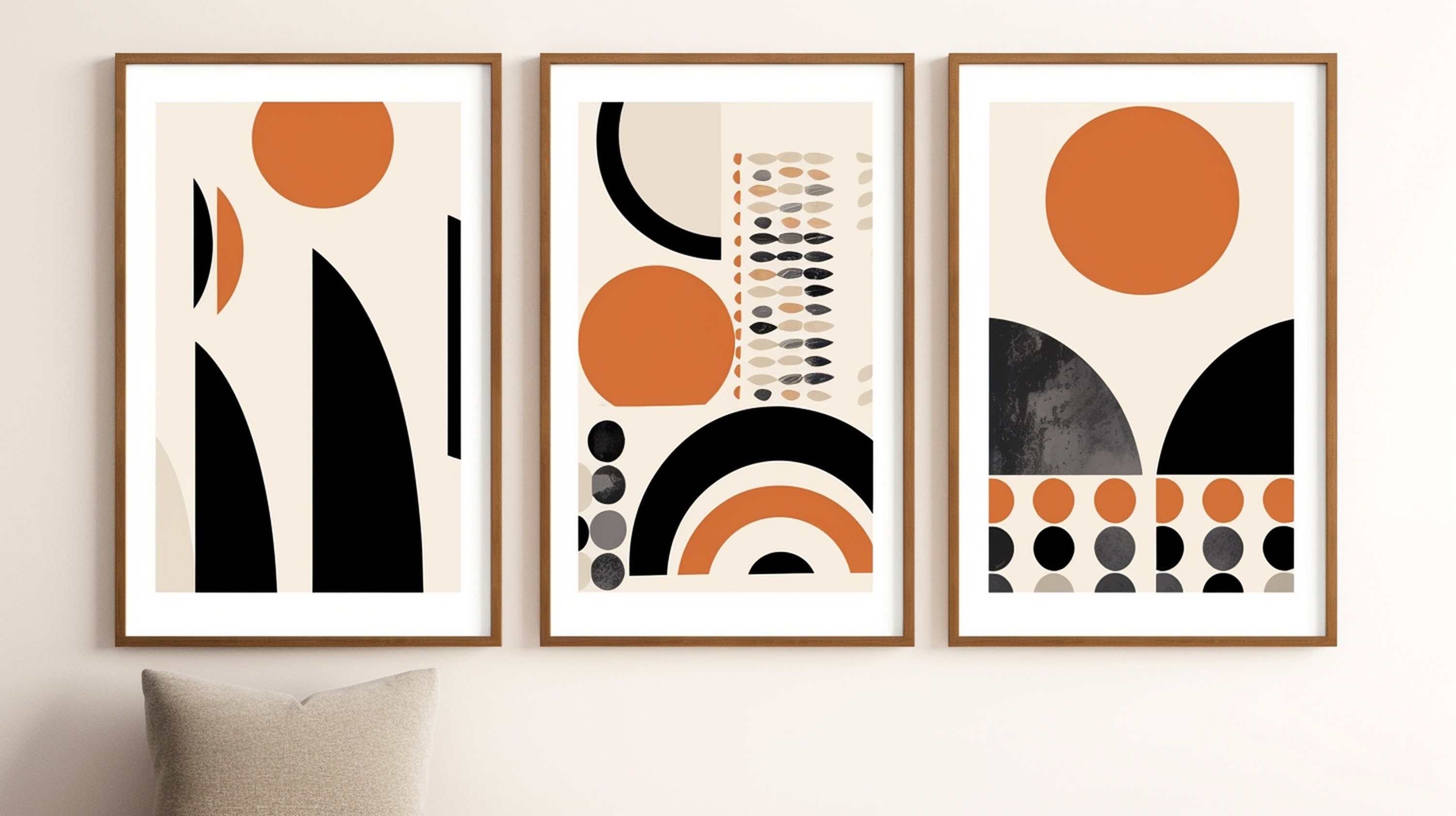 Mid Century Art Prints Set of 3, Neutral Modern Wall Art Decor ...