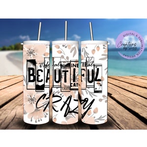 Beautiful crazy 20oz skinny tumbler wrap, sublimation, country music