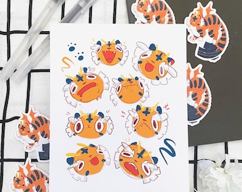 Tiger Silly Face Postcard Print