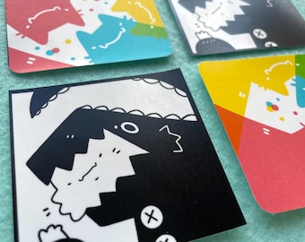 CMYK and Dino Sticker Pack  | Waterproof Vinyl Sticker | Cute Stickers | Dino Cat | 2 Big Stickers