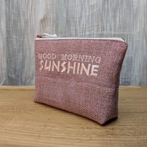 Trousse cosmétique « Good Morning Sunshine » | Trousse de toilette rose & petite | Fait à la main | Sac de maquillage | Cadeau pour elle | Personnalisé
