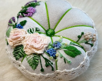 Embroidered pincushion made by velvet fabric, washable and durable perfect gift for craft enthusiasts