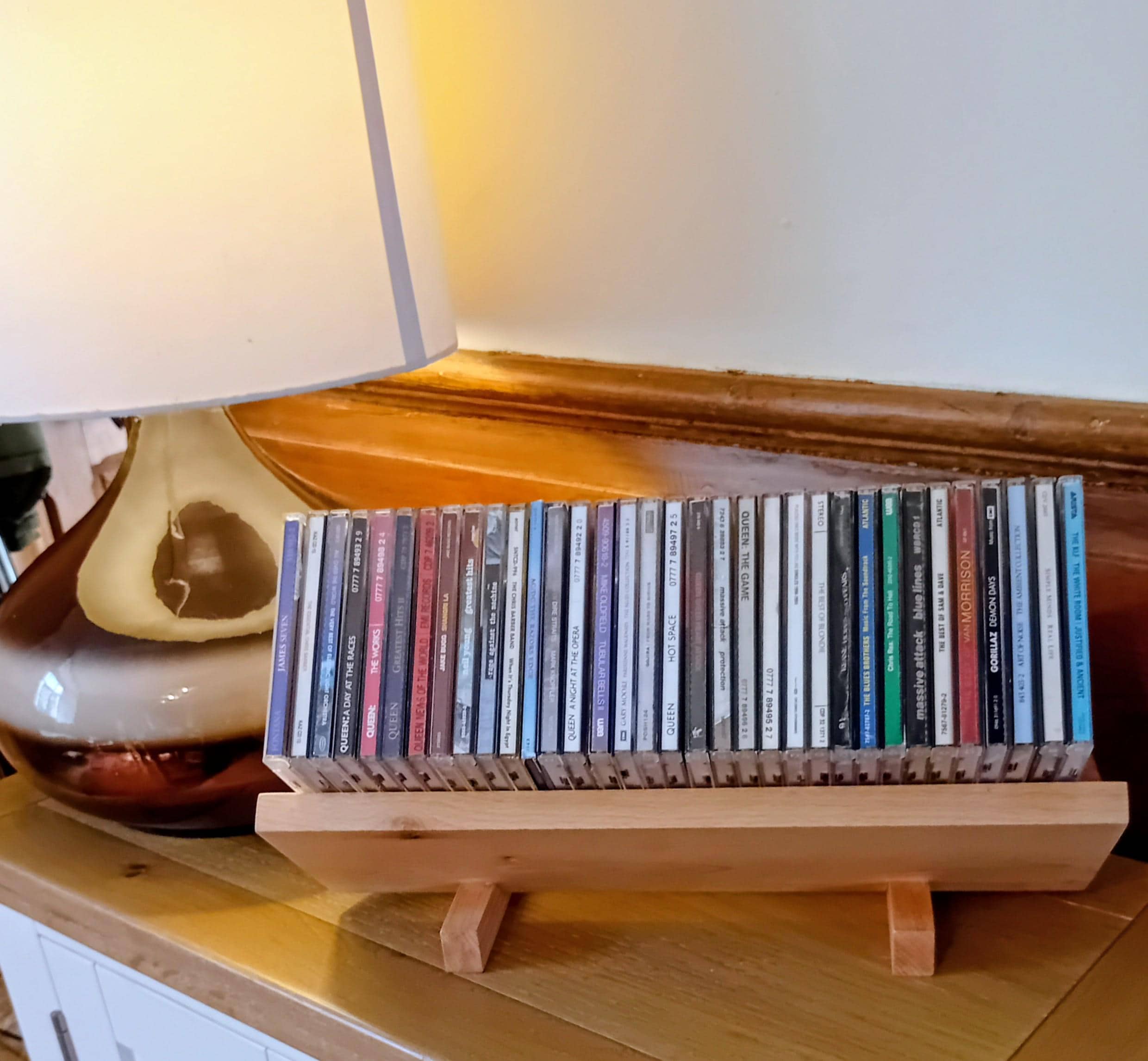 ヴィンテージ風／CDラック／Telephone Box型／木製 ウッドコンテナ