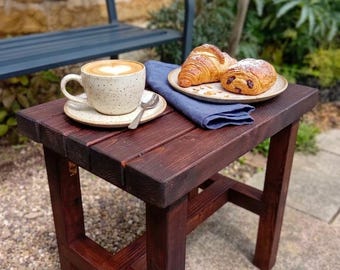 Chunky Rustic wooden garden Table /  Stool