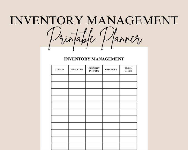 Inventory Management Planner Sheet Template Business Stock Organization ...