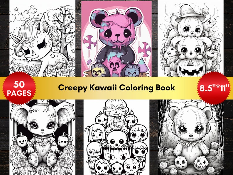 50 CREEPY KAWAII Coloring Book Pages | PDF Format | Instant Download ...