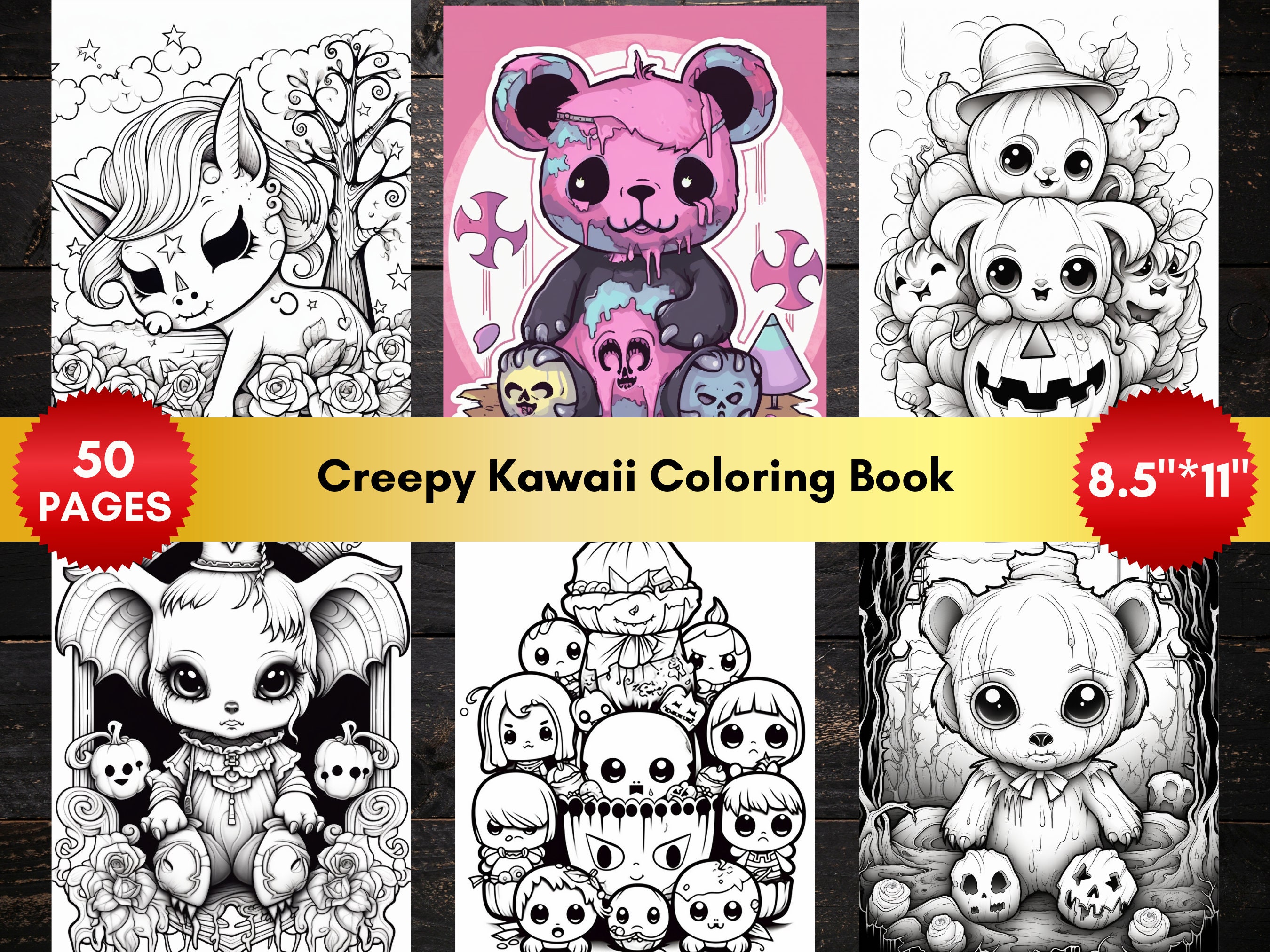 50 CREEPY KAWAII Coloring Book Pages | PDF Format | Instant Download ...