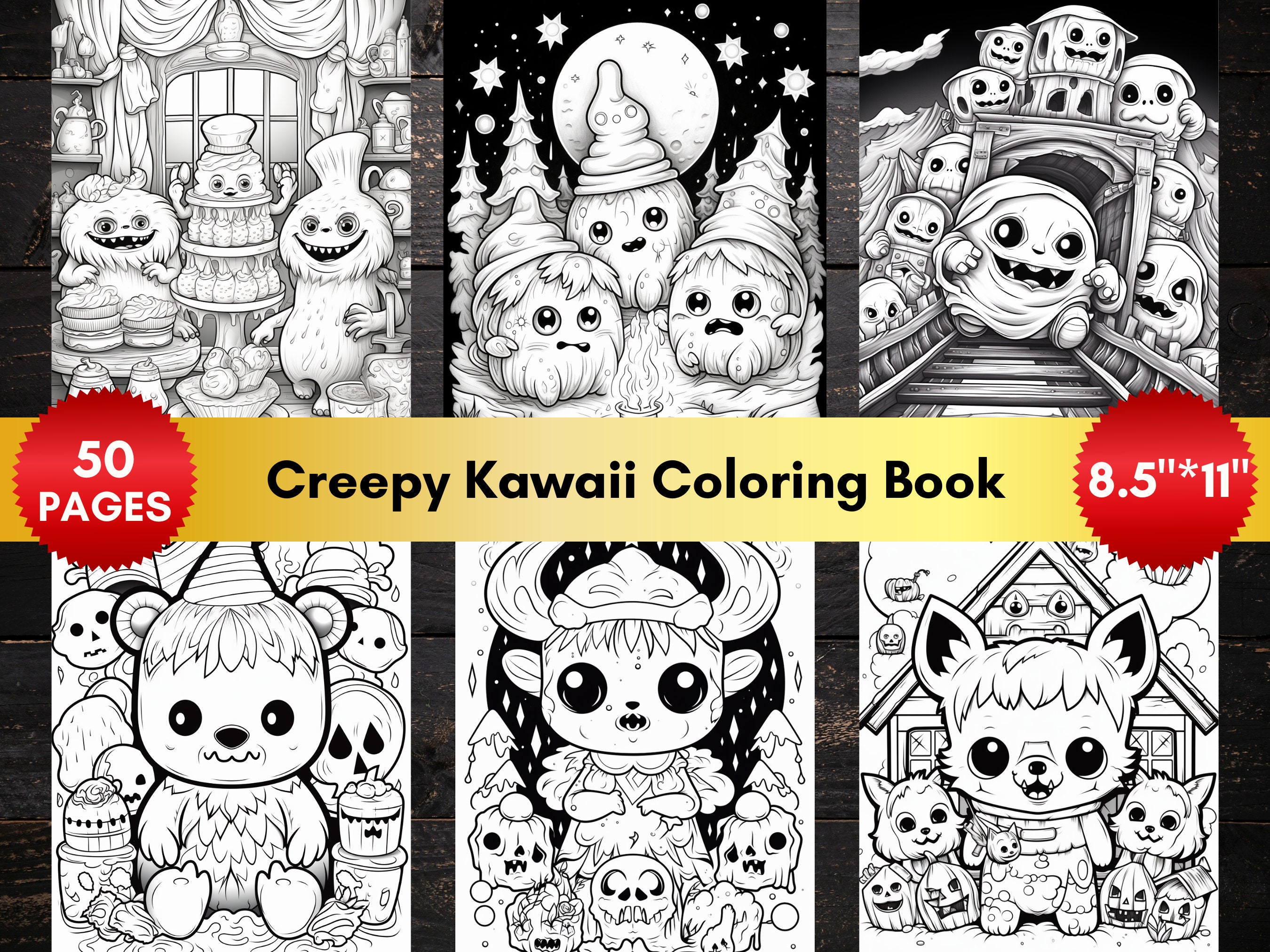 50 CREEPY KAWAII Coloring Book Pages | PDF Format | Instant Download ...