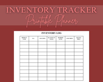 Inventory Tracker Planner Log Template Sheet Supply Revenue List Business Tool Stock Replenishment Entrepreneur Management Organization