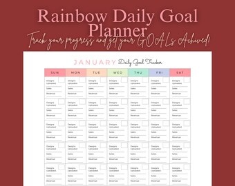 Calendar Daily Goal Planner Template Monthly Tracker Task Management Organization Productivity List Post Sales Revenue Visual Yearly Journal
