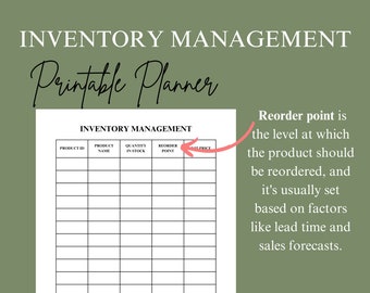Inventory Management Tracker Planner Sheet Small Business Printable Template Entrepreneur Business Product Tracker Stock Log Downloadable